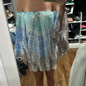 Surf Gypsy Blue and Gray Strapless Dress